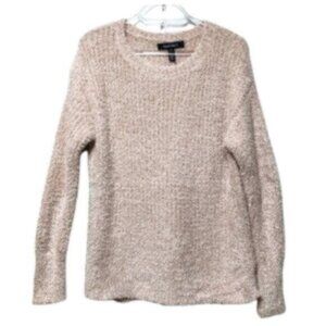 NWT Ellen Tracy Blush Fuzzy Crew Neck Sweater Medium